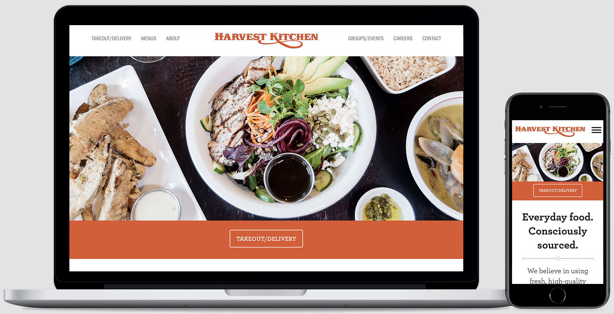 Harvest Kitchen homepage on an iMac